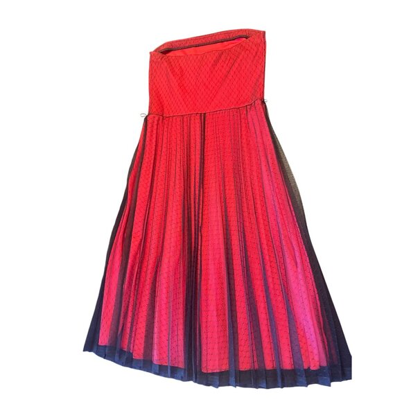 Vintage Y2K French Curve Strapless Red & Black Dress Small Whimsygoth Witchy - Picture 5 of 5